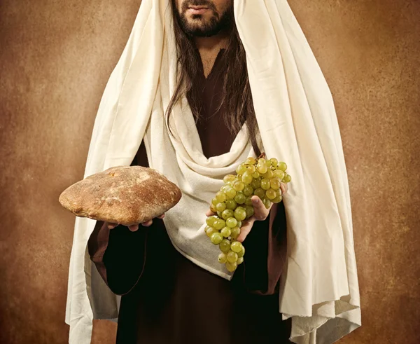 Jesus dá pão e uvas — Fotografia de Stock