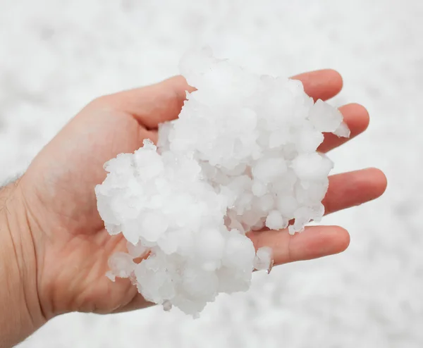 Hailstorm in the hand — Stock Photo, Image