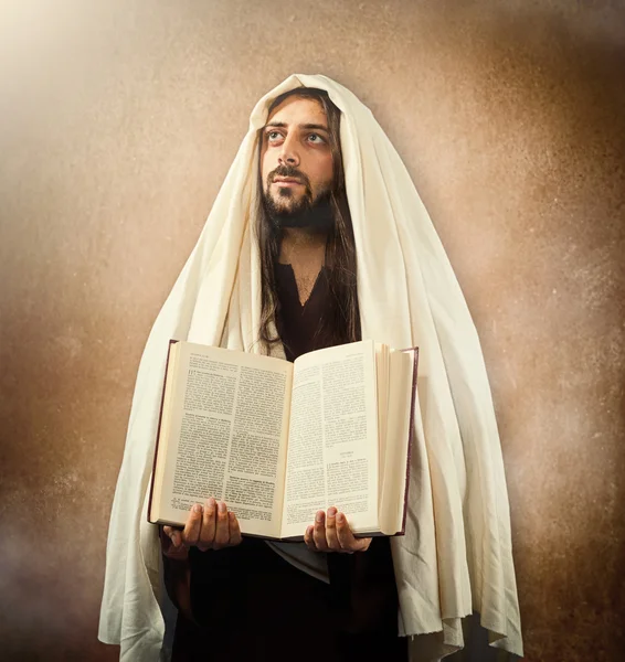 Jezus toont de Heilige Bijbel — Stockfoto