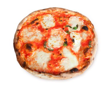 Pizza margherita Mozzarella peyniri dilimleri ile