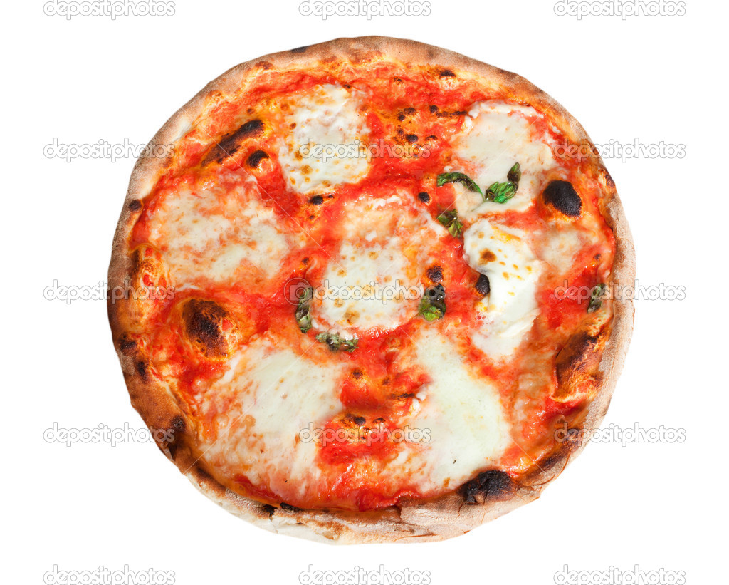 Pizza Margherita with slices of mozzarella