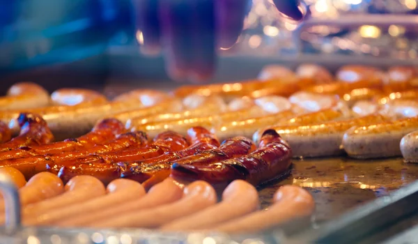 German sausages on the barbecue grill — Stock Photo, Image