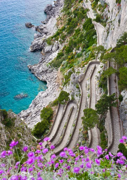 Capri, Via Krupp, Italy. — Stock Photo, Image