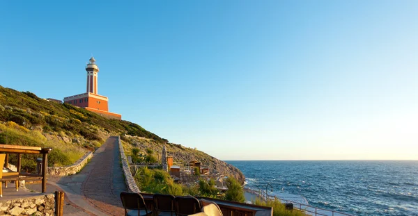 Vuurtoren van capri eiland, Italië, Europa — Stockfoto