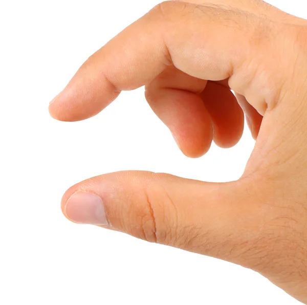 Ręką człowieka w mały gest — Zdjęcie stockowe