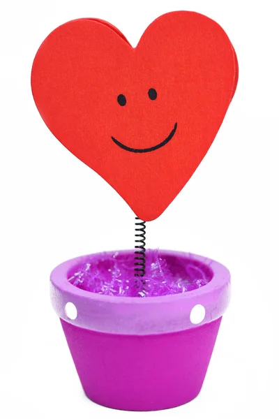Garden pot with little heart — Stock Photo, Image
