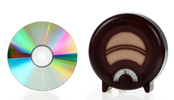 Vintage Radio and compact disk — Stock Photo, Image