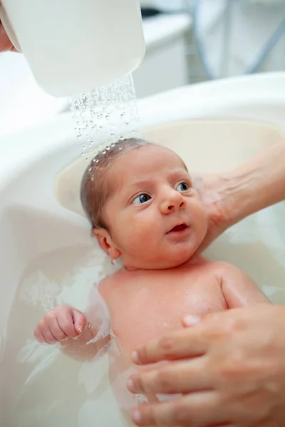 First Bath Newborn Baby Boy First Bath Newborn Always Special — Stock Photo, Image