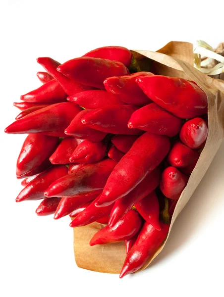 Massa färska små röd paprika — Stockfoto