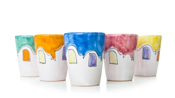 Vietri Italy January 2014 Hand Painted Vietri Ceramic Cups Daedalus — Stock Photo, Image