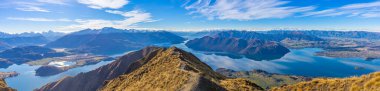 Roy 's Peak Mountain Gölü Wanaka Yeni Zelanda Panoraması