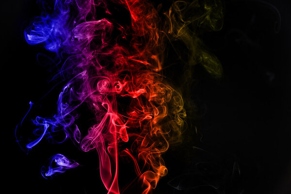 An abstract shape of smoking flame with colours