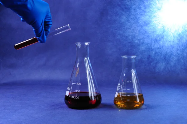 Test tubes with colorful liquids — Stock Photo, Image