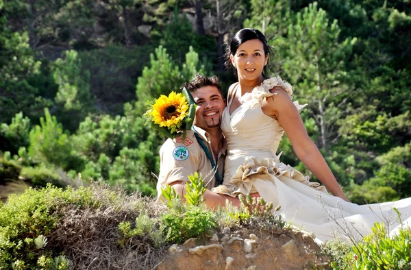 Casal casal no dia do casamento — Fotografia de Stock