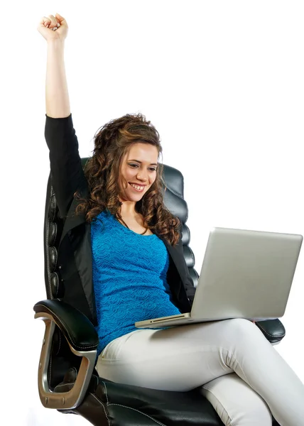 Vrouw aan de computer — Stockfoto