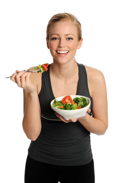 Femeie mananca salata — Fotografie, imagine de stoc