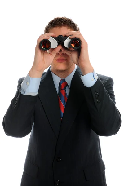 Businessman Looking Through Binoculars — Stock Photo, Image