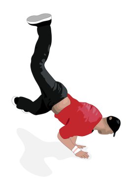 Bboy in blank rap cap shows power moves clipart