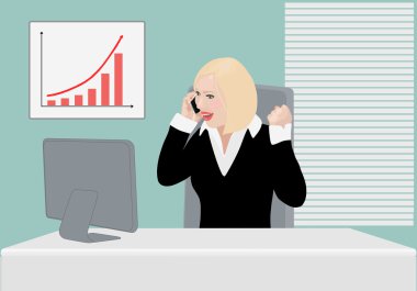 Happily surprised success business lady clipart