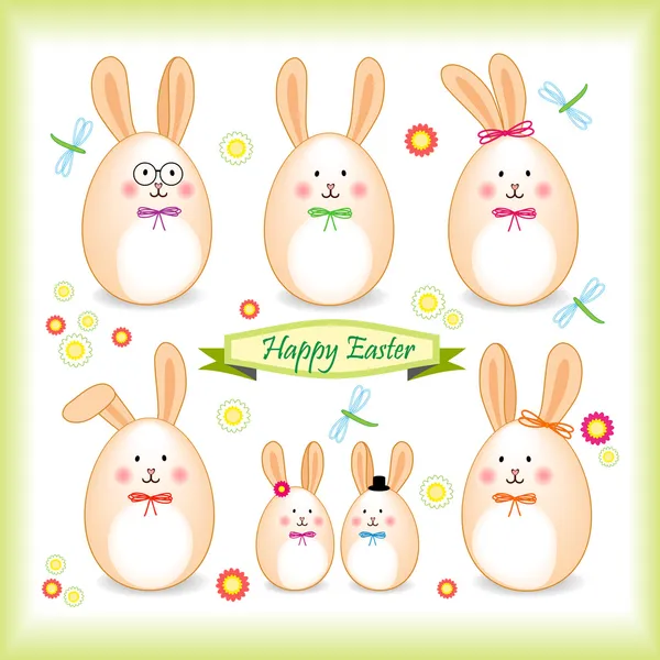 Easter bunny family in a form of egg — Stock Vector