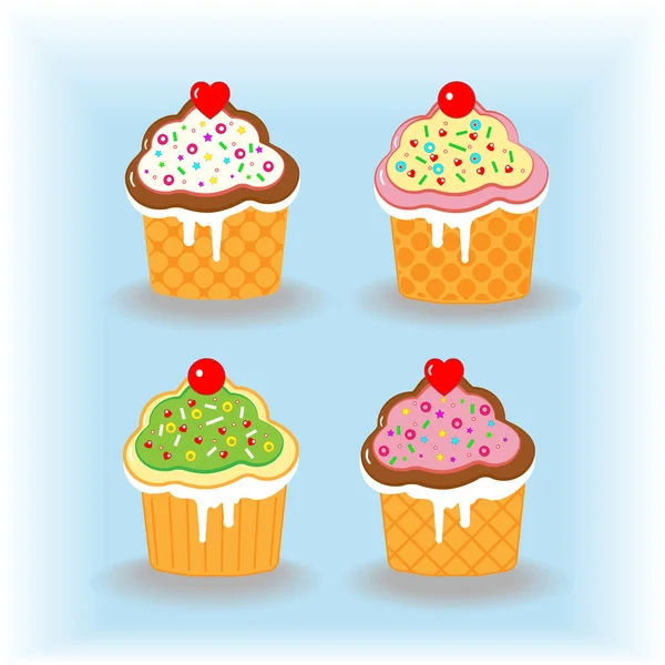 Conjunto de cupcakes — Vetor de Stock