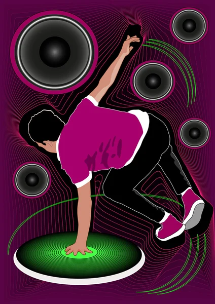 Folleto de rendimiento de bboy joven — Vector de stock