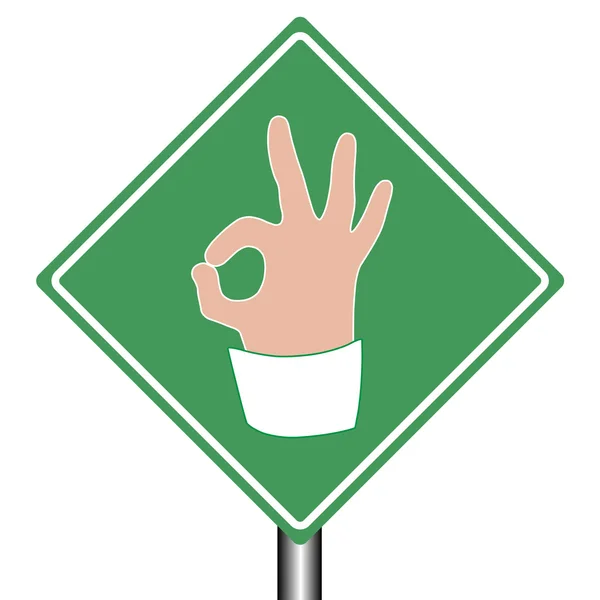Road help sign ok as hand gesture of business lady — Stock Vector