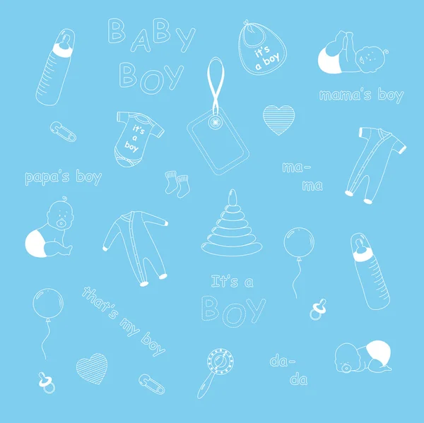 Nyfödda baby boy mönster — Stock vektor