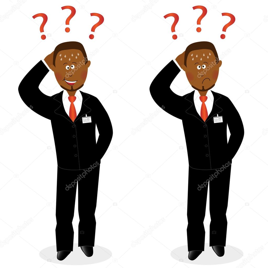 Businessman with question marks