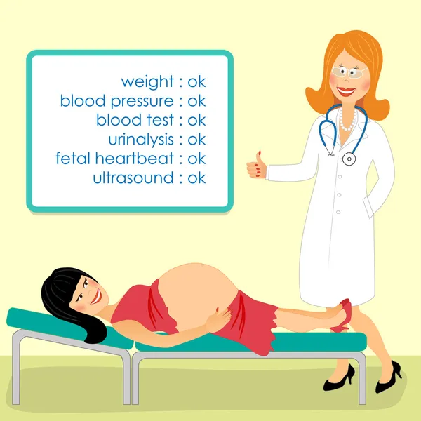 Medico in visita incinta — Vettoriale Stock