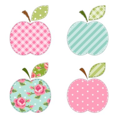 Apples fabric retro applique clipart