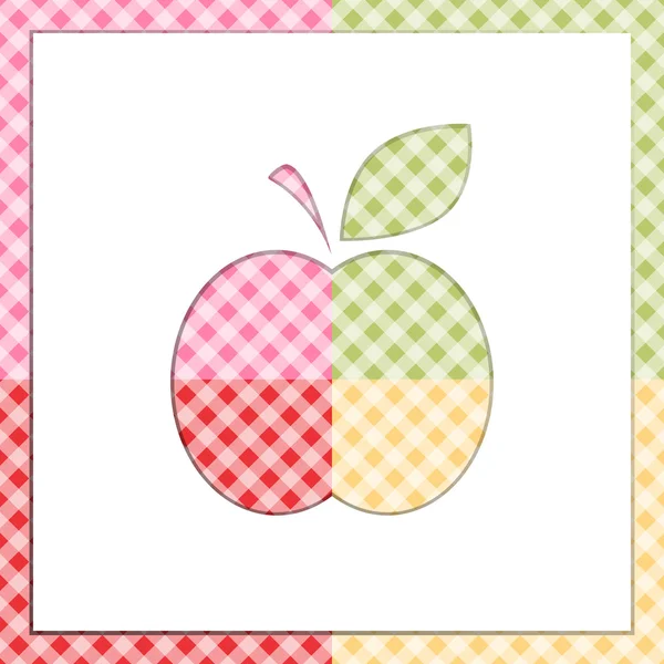 Retro gingham fundo com maçã — Vetor de Stock