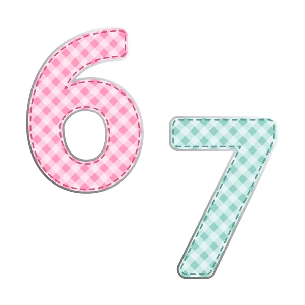 Gingham fabric numbers — Stock Vector