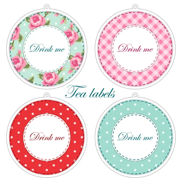 Etiquetas de chá, cupcake toppers — Vetor de Stock