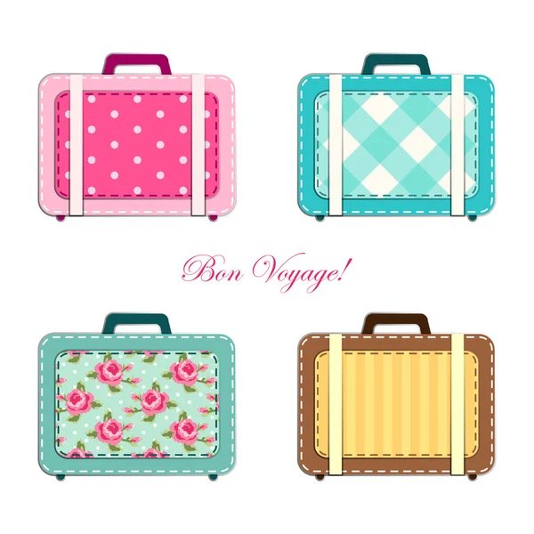 Valises en tissu applique — Image vectorielle