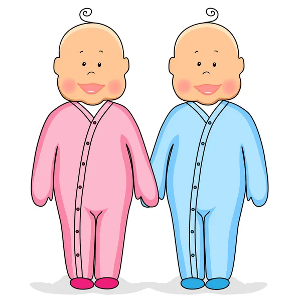 Bebés hermano y hermana — Vector de stock