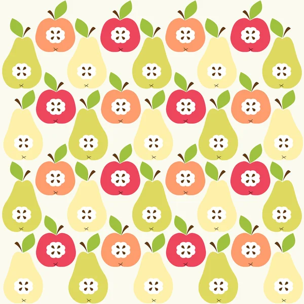 Fondo de manzanas y peras — Vector de stock