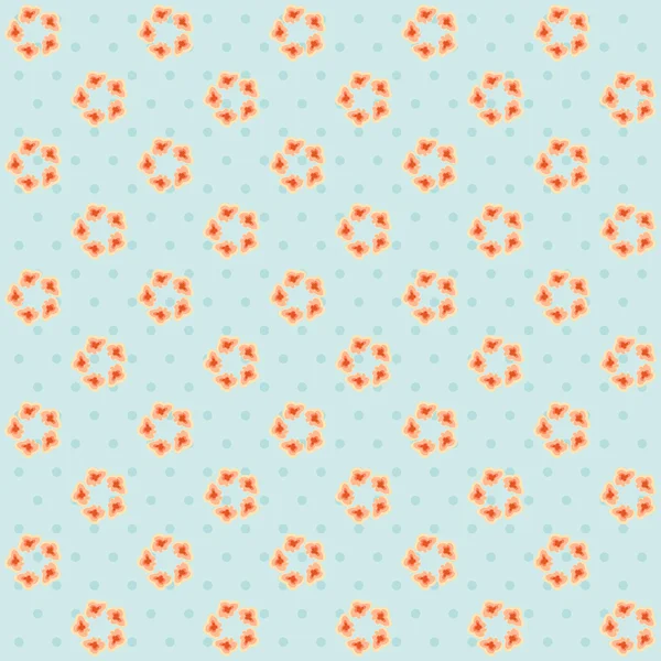 Flowers on polka dot background — Stock Vector
