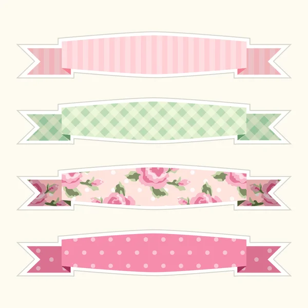 Fabric retro ribbons as banners — Stock Vector