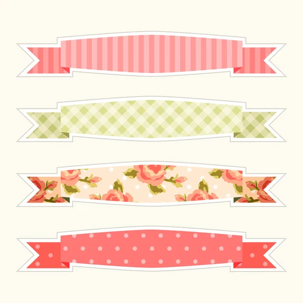 Fabric retro ribbons as banners — Stock Vector