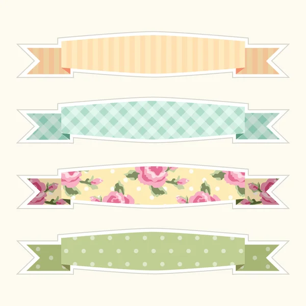 Fabric retro ribbons as banners — Stock Vector