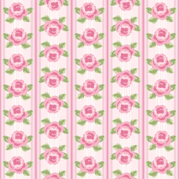 Striped wallpaper with roses — Stock Vector