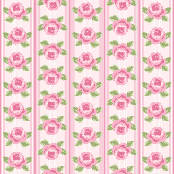 Striped wallpaper with roses