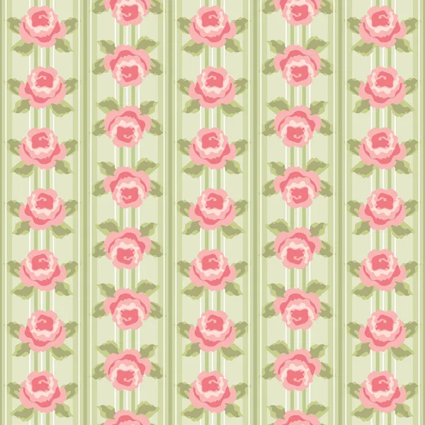 Striped wallpaper with roses — Stockový vektor