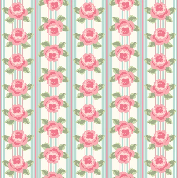 Striped wallpaper with roses — Stockový vektor