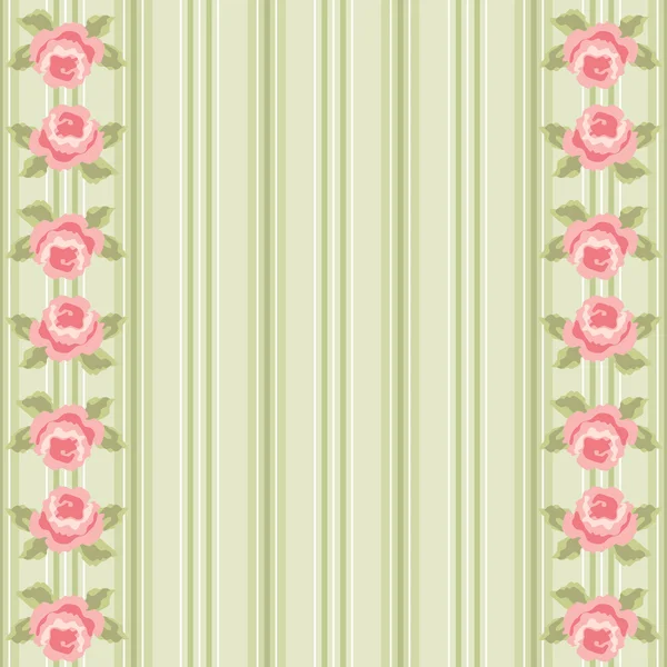 Fondo de pantalla a rayas con rosas — Vector de stock