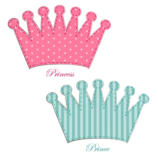 Fabric applique crowns — Stock Vector