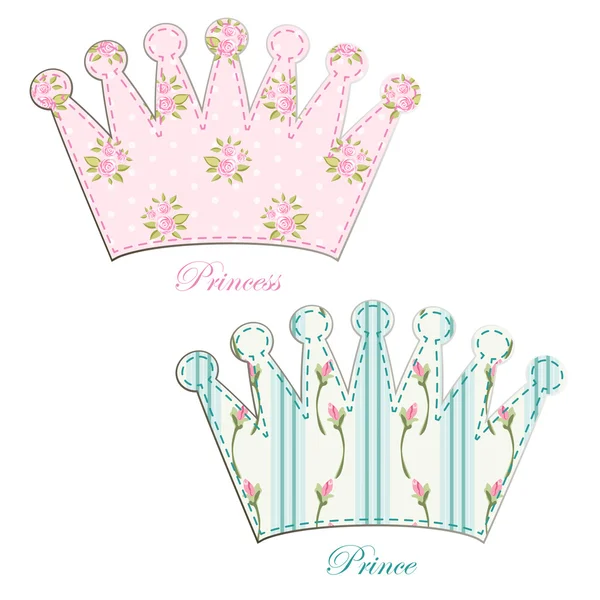 Fabric applique crowns Stock Vector