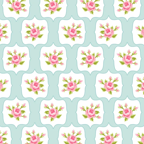 Shabby Chic Hintergrund mit Rosen in Rahmen — Stockvektor