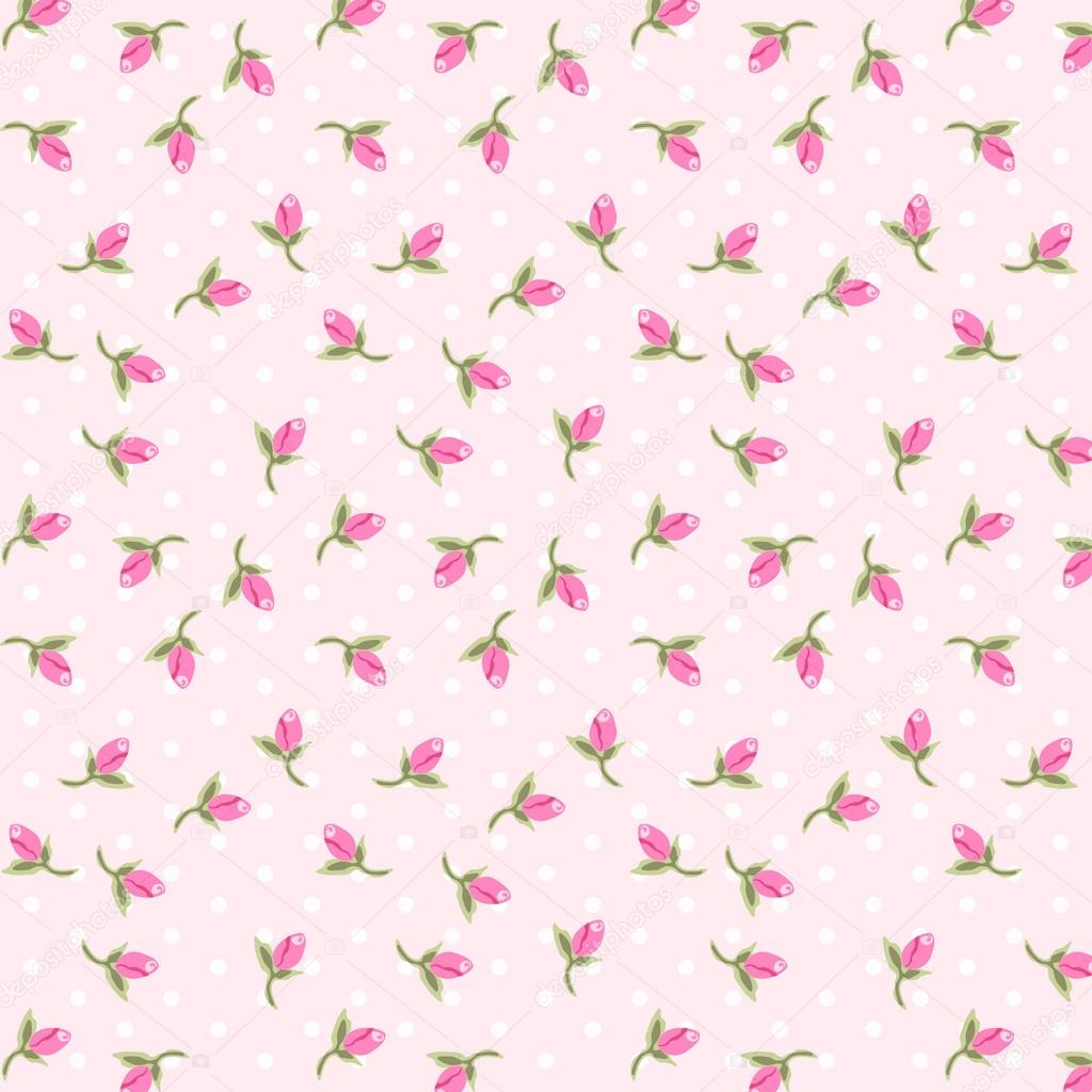 Shabby chic pattern with cute tiny rosebuds